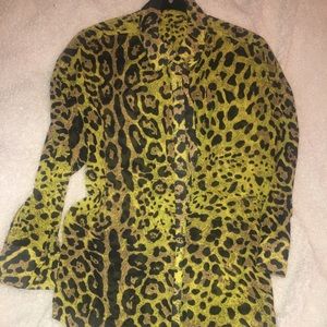 Lime Green Leopard print oversized blouse